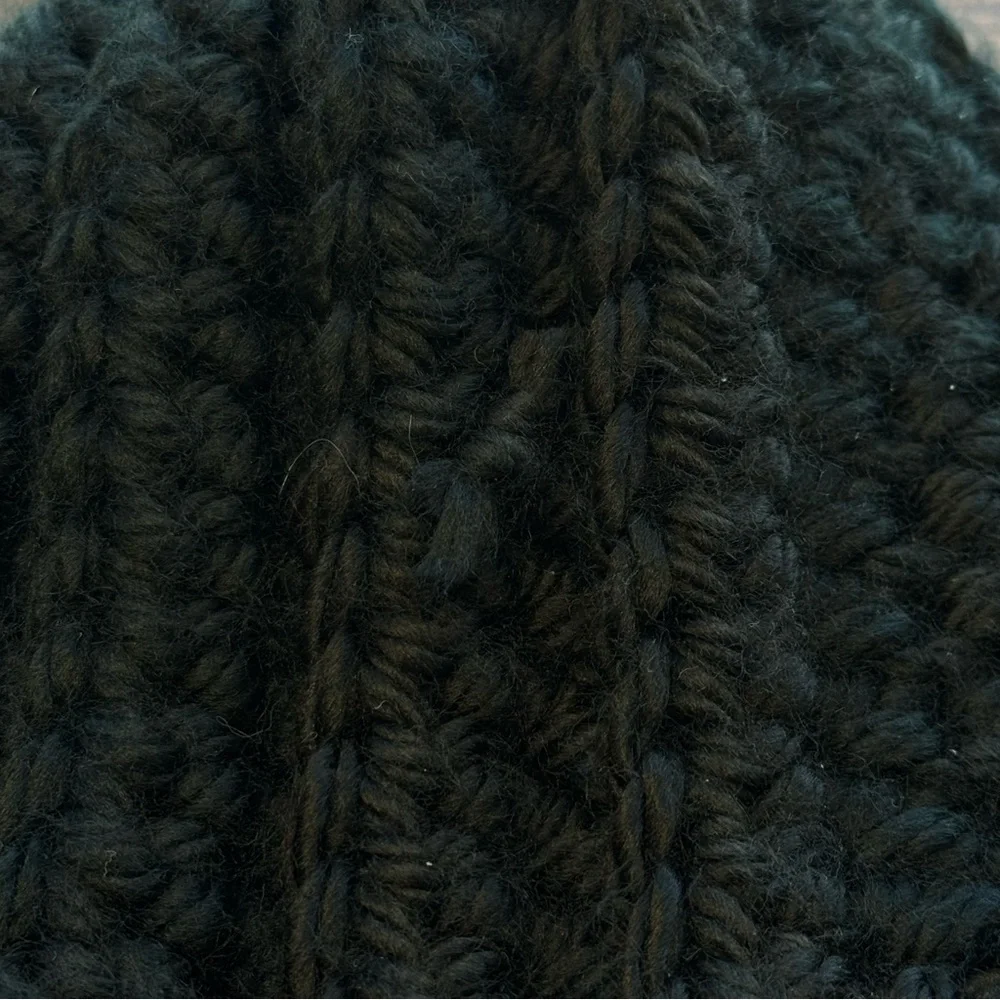 Chunky Black Hand Crocheted Beanie - Picture 5 of 6